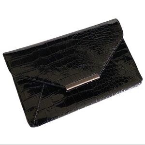 Envelope Clutch Black Croc Print Gold hardware Style & Co 10.25” x 6.50”